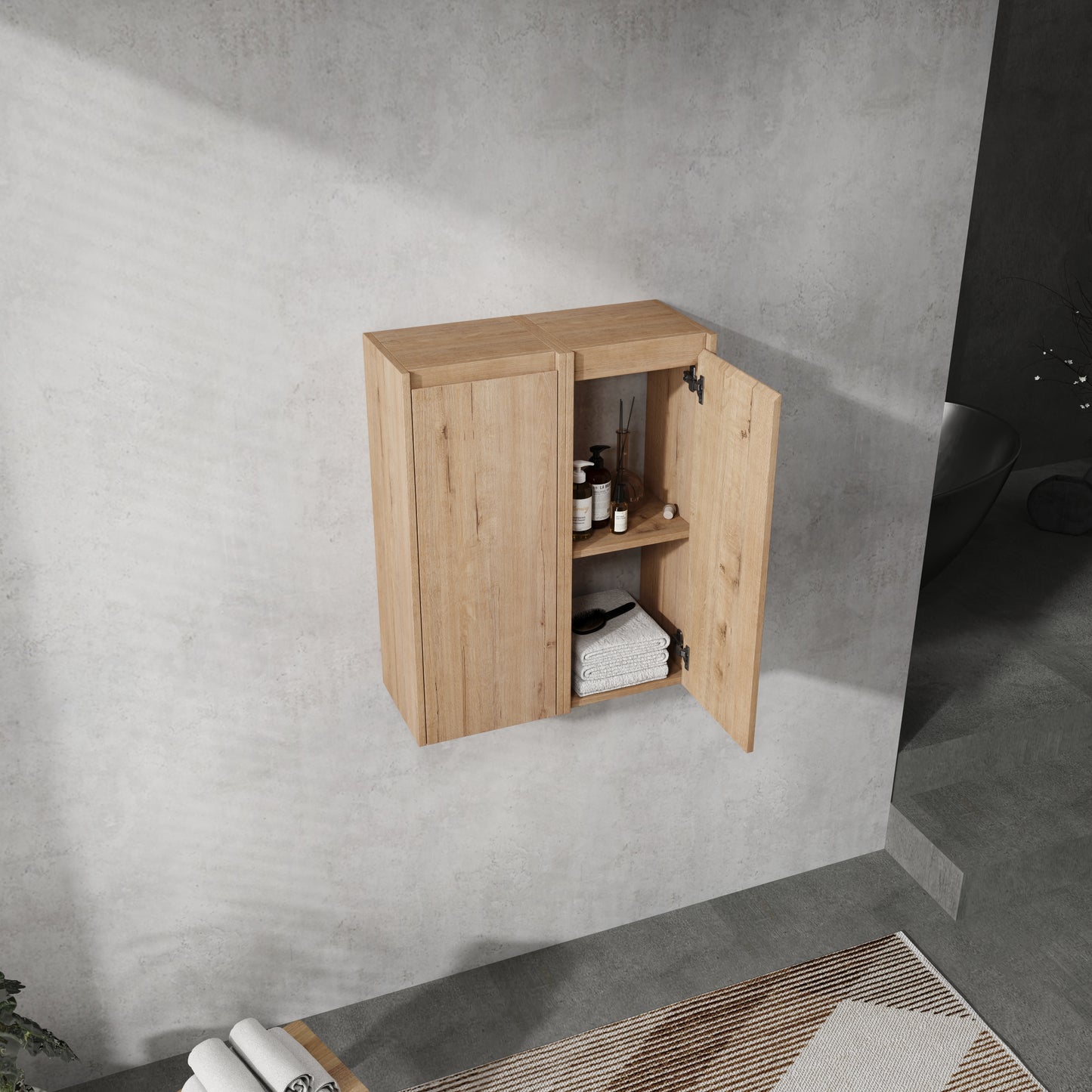 12 Bathroom Side Cabinet, 2-Soft Close Doors, Float Mounting Design,