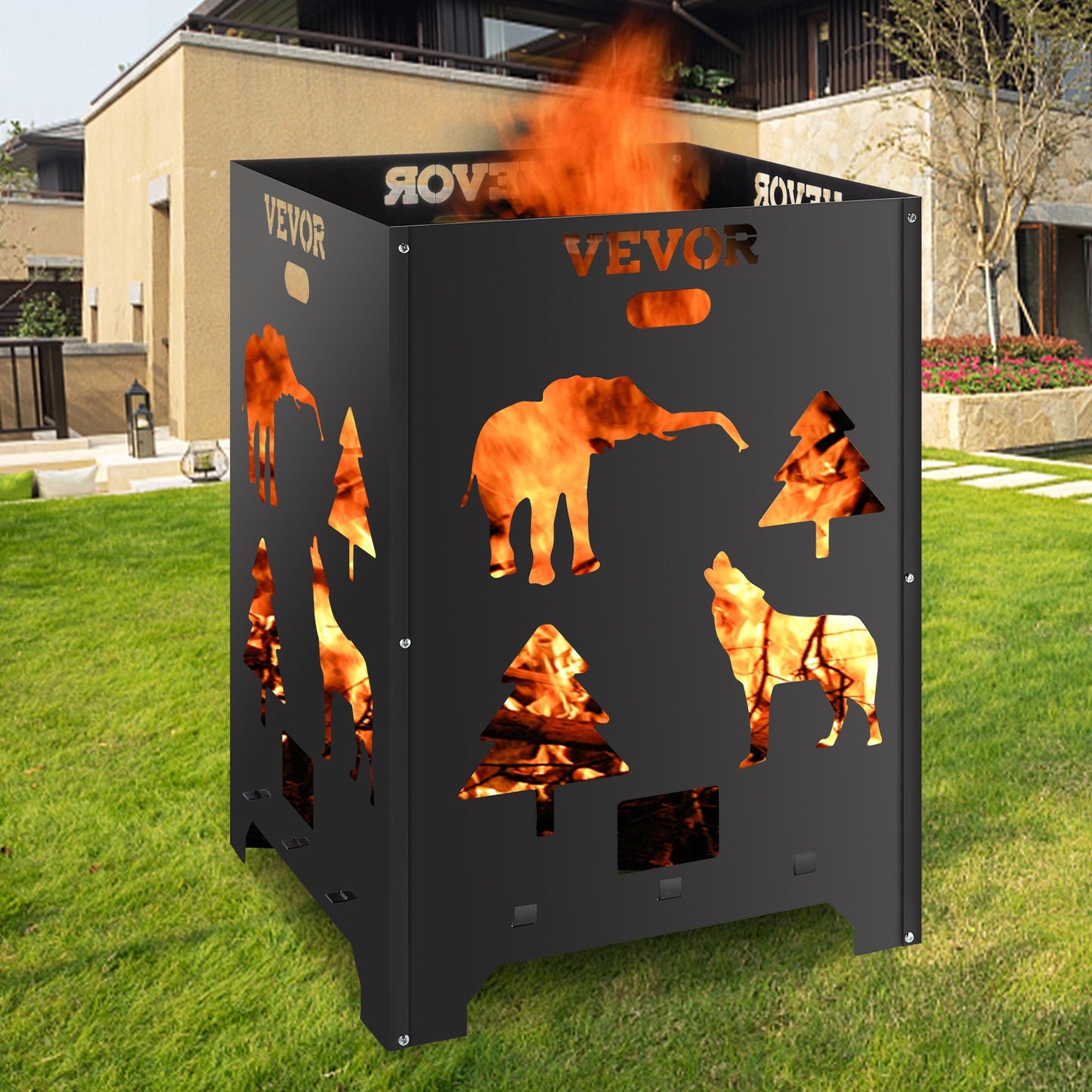 21x21x27 Inch Steel Burn Barrel Incinerator for Yard Waste - Black