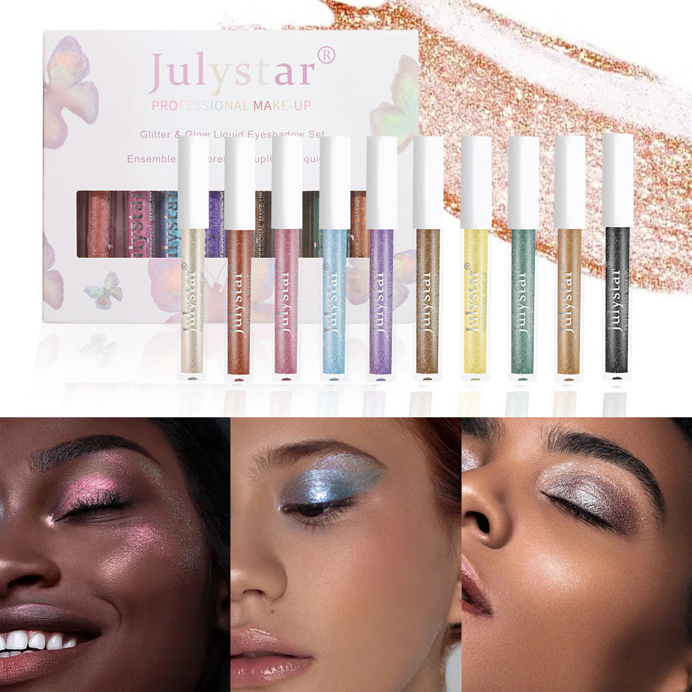 Liquid Eye Shadow Palette with 10 Colors - Shimmer & Matte Finish