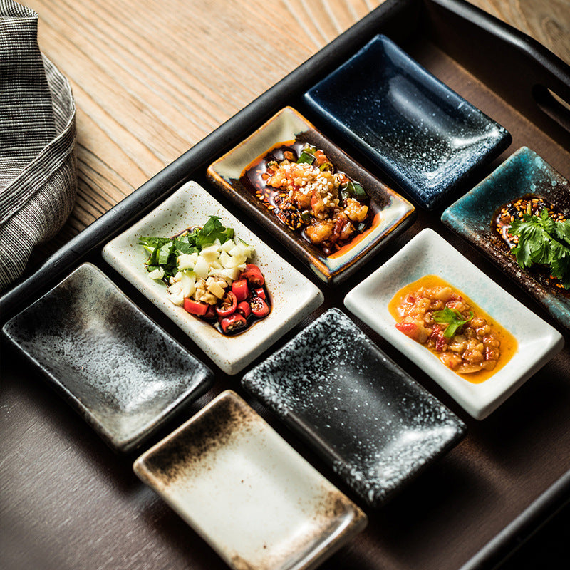 Rectangular Ceramic Sauce Dish Set for Condiments and Mustard