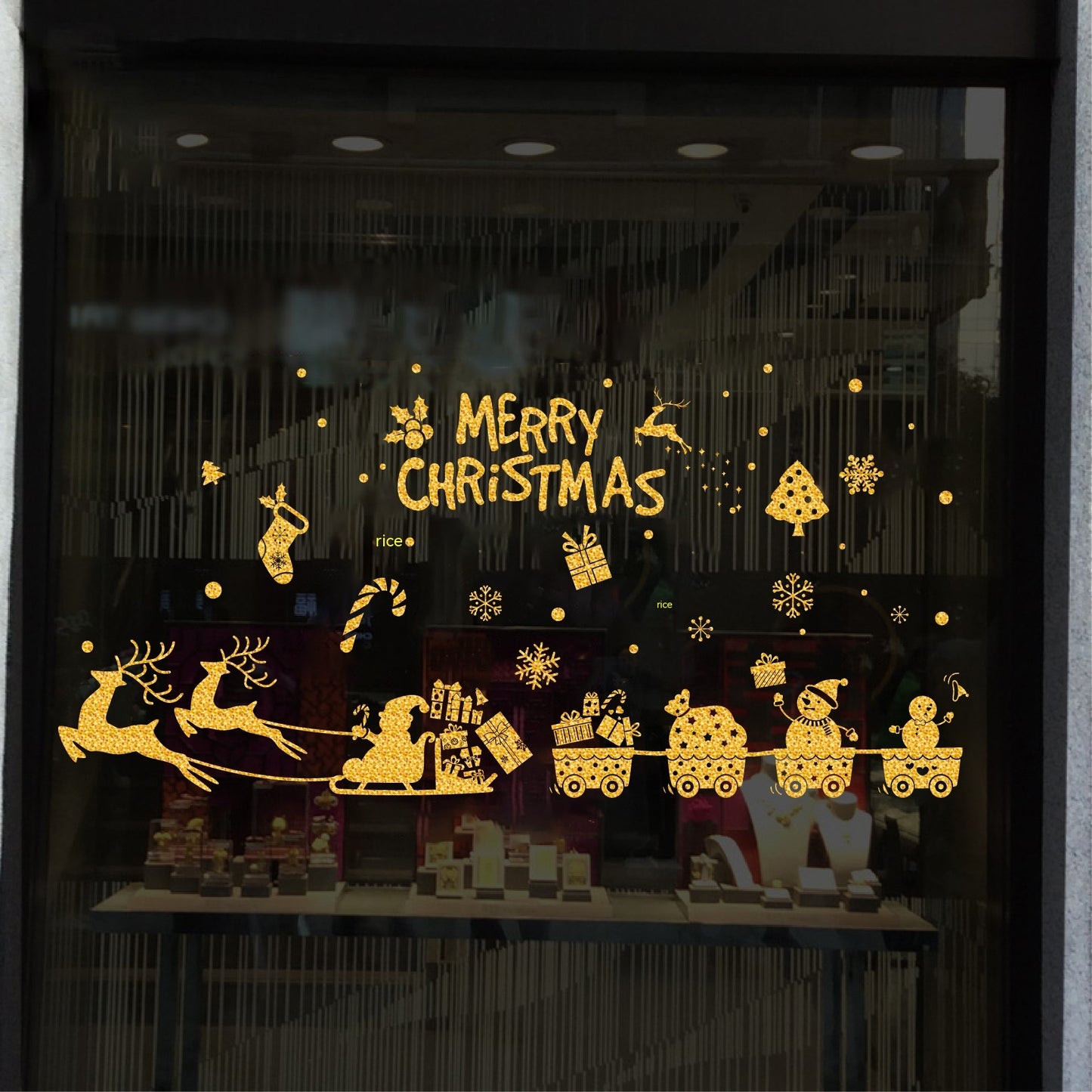 Glitter Decorative Wall Stickers Christmas Snowflake Set for Festive Wall Decor