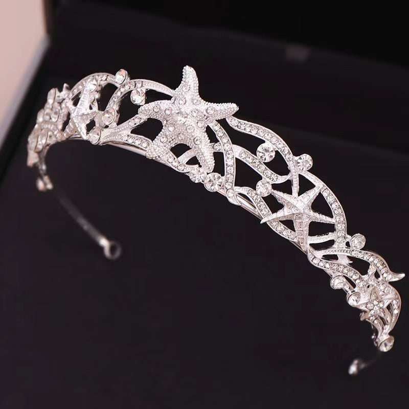 Starfish Alloy Rhinestone Headdress - Silver White