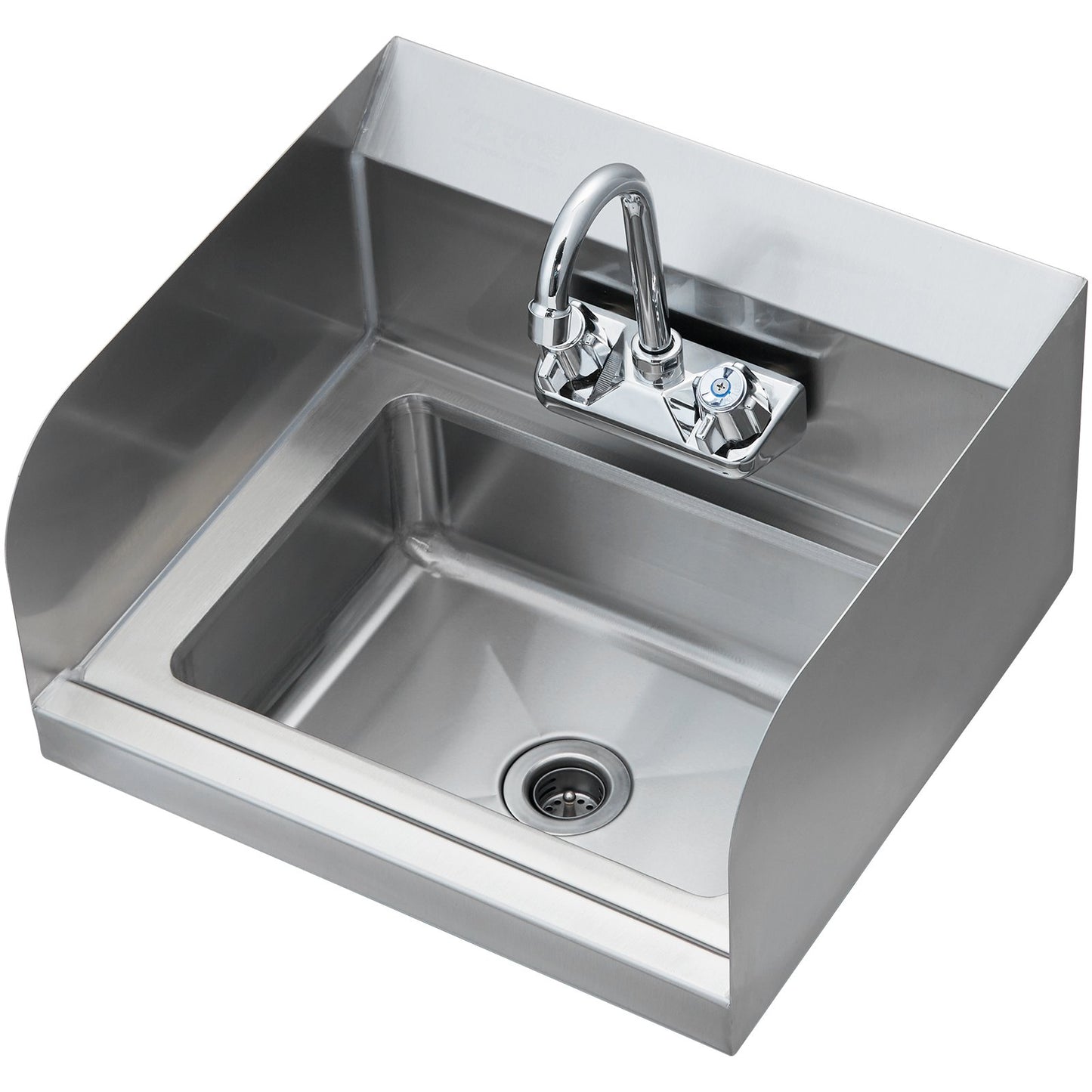 Stainless Steel Hand Sink with Faucet & Side Splash - 17x12.8 Inch