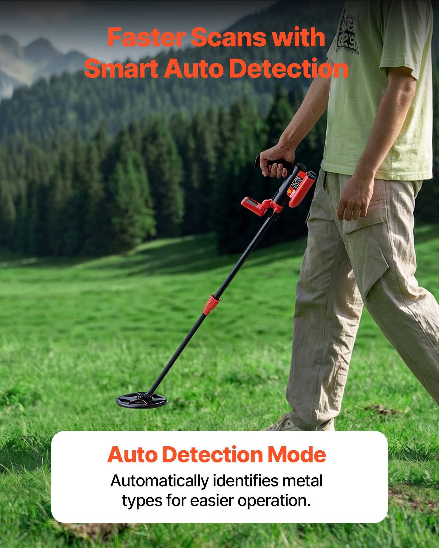 Waterproof Metal Detector with LCD Display, Adjustable Handle, Gold & Treasure Hunting