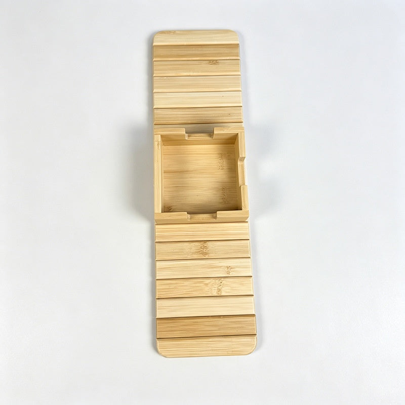Multi-Functional Bamboo Sofa Cup Holder Tray - Foldable & Portable Storage