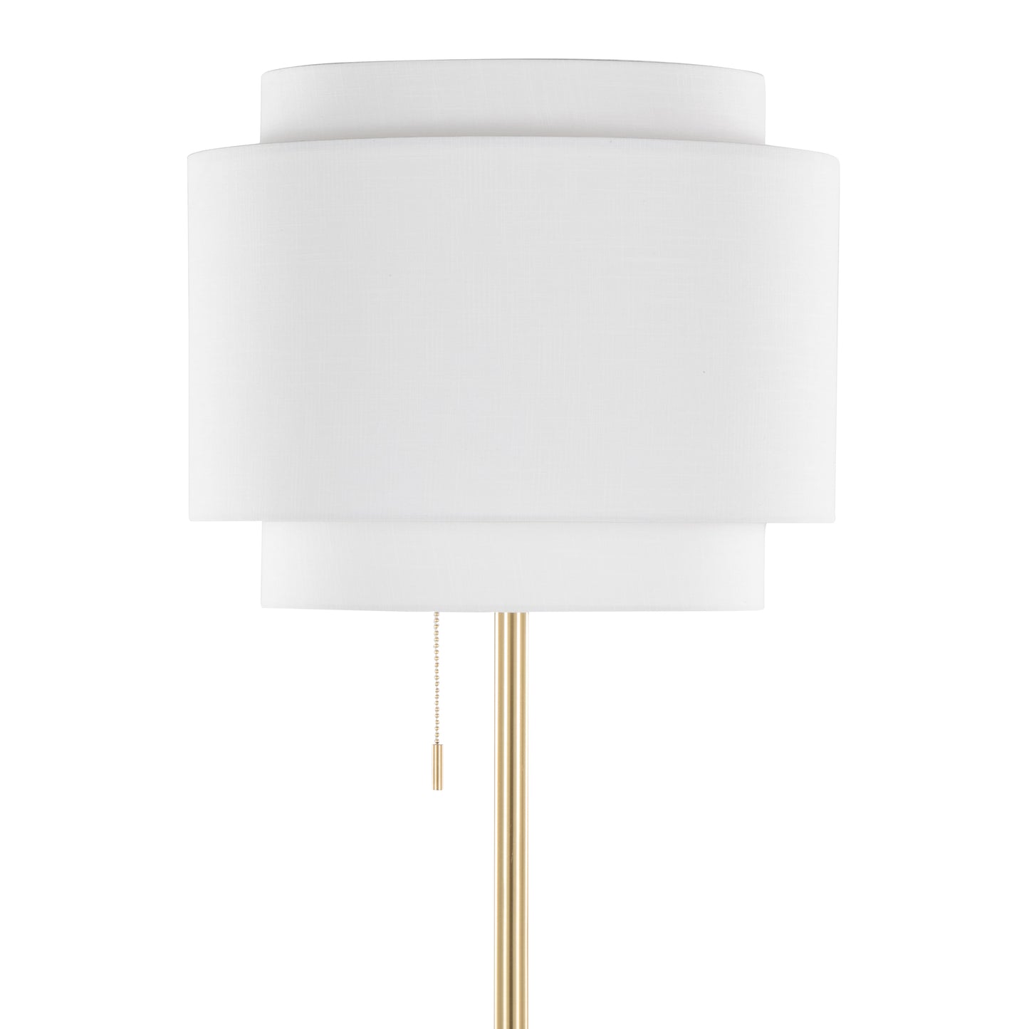64-Inch Gold Metal Floor Lamp with Off-White Linen Shade