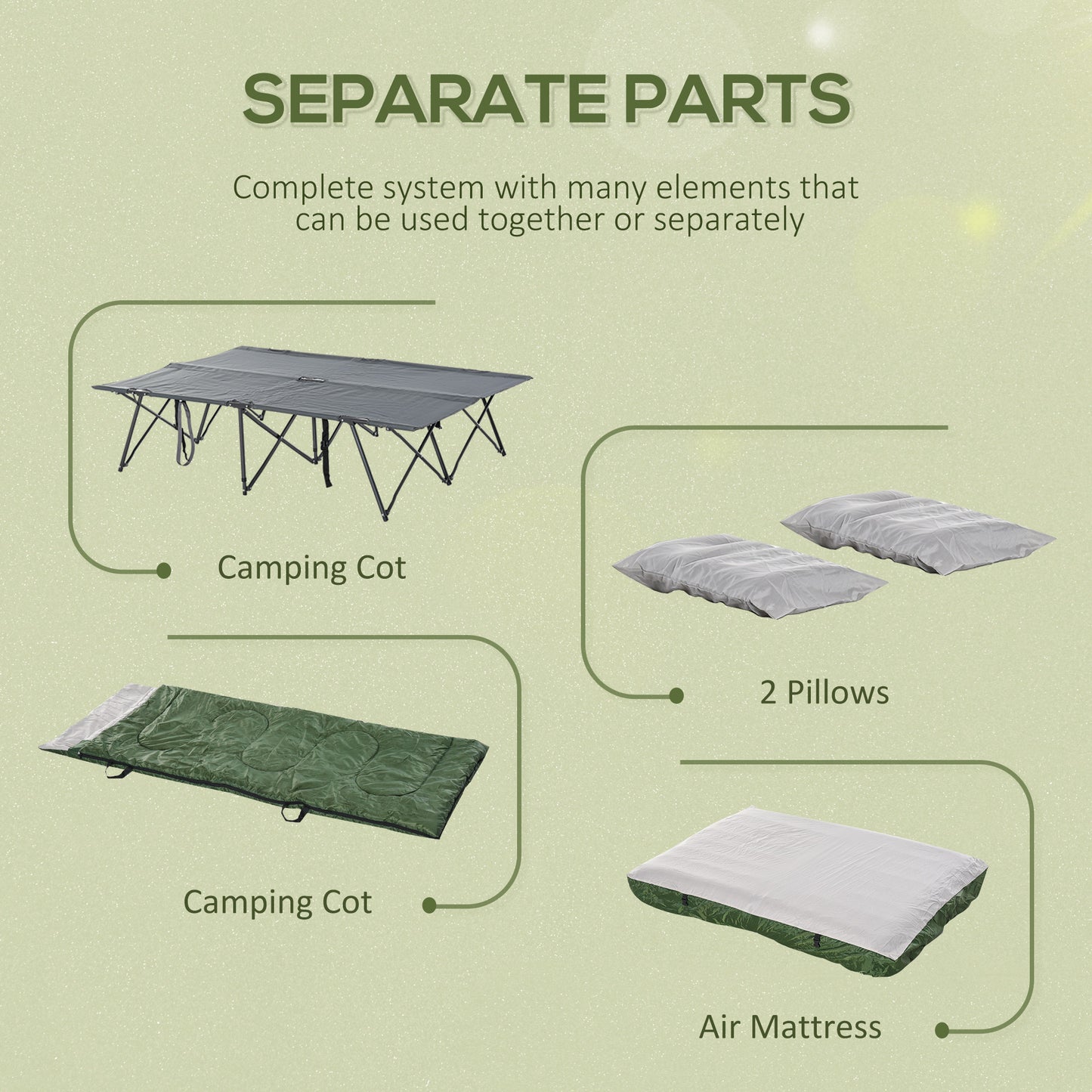 2-Person Portable Camping Cot Set with Sleeping Bag & Air Mattress