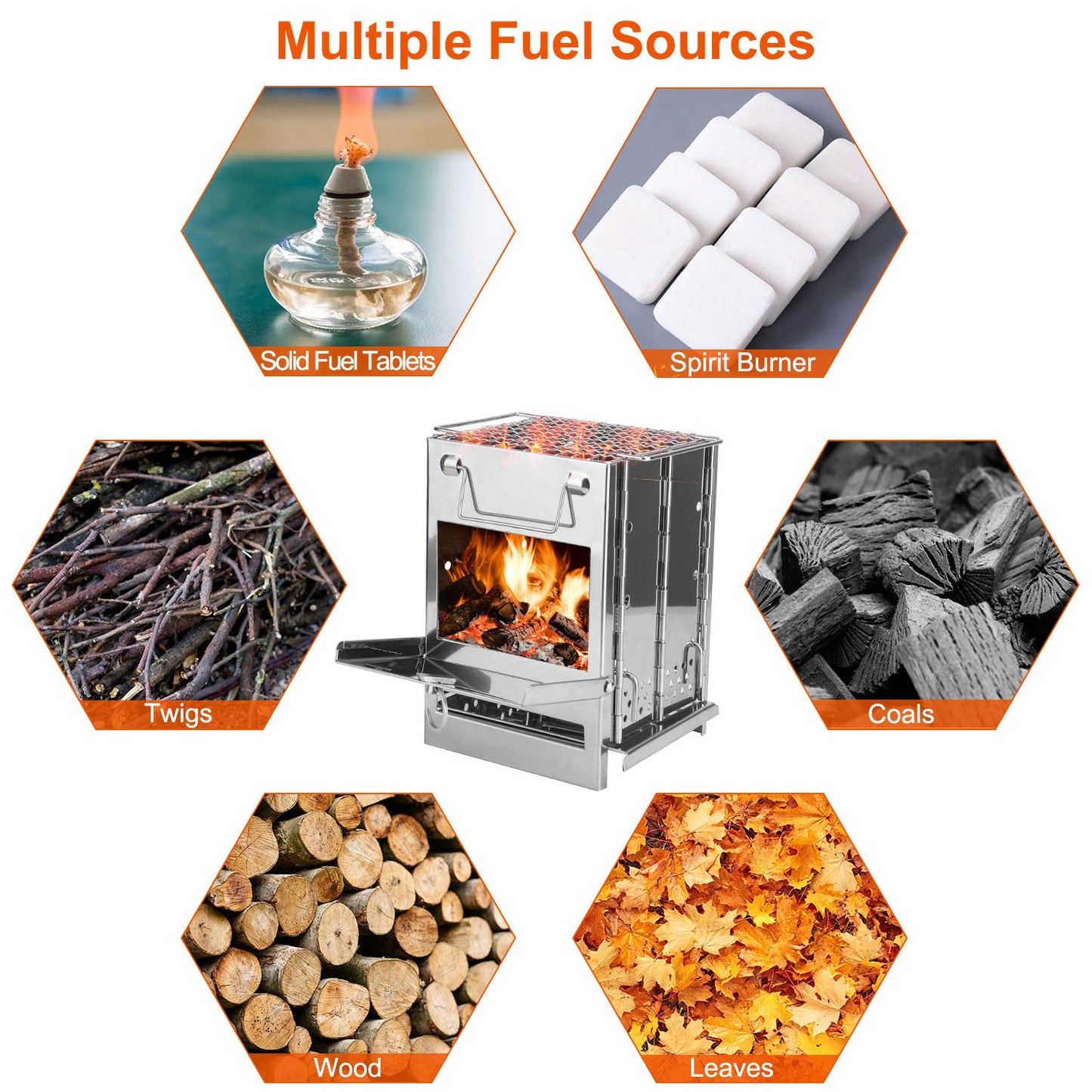 Portable Camping Stove - Folding Charcoal Cooker with Carry Bag
