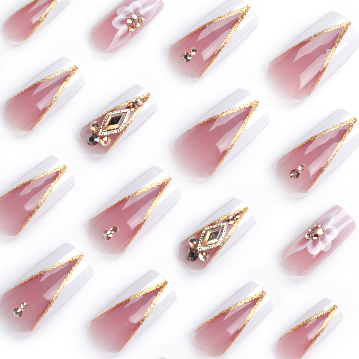 Women's French Flower Manicure Kit with 3D Nail Art and Glue