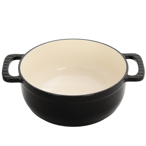 6QT Cast Iron Dutch Oven with Lid - Black Enamel Cooking Pot