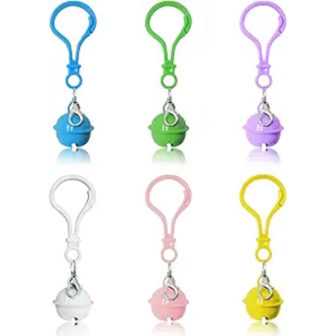 Multicolor Pet Bell Set for Collars - 6 Louder, Crackling Dog & Cat Charms with Clasps