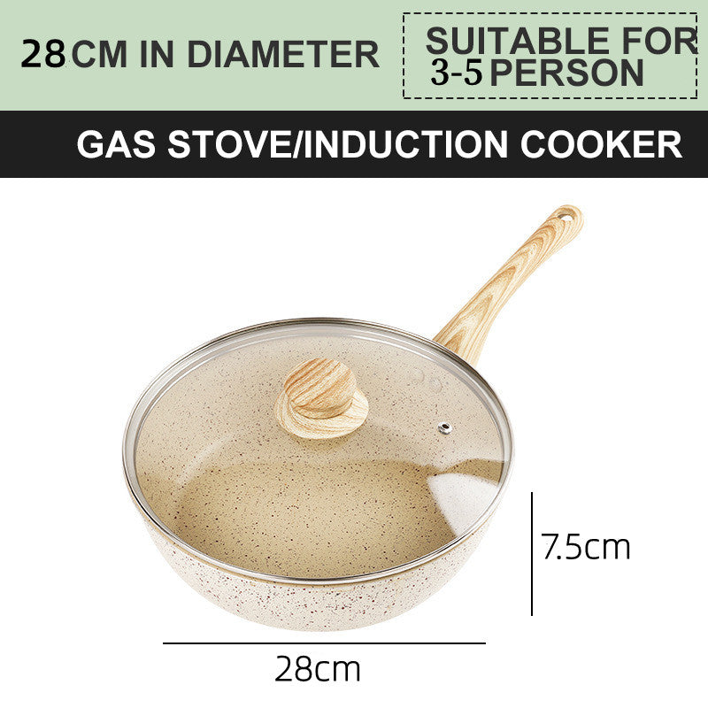 Non-Stick Medical Stone Wok Pan - Smokeless Aluminum Cooking Tool