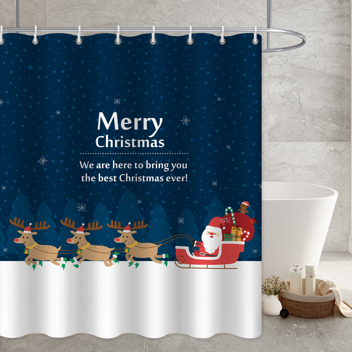 Waterproof Polyester Shower Curtain - Mildew Resistant, Multiple Sizes & Styles