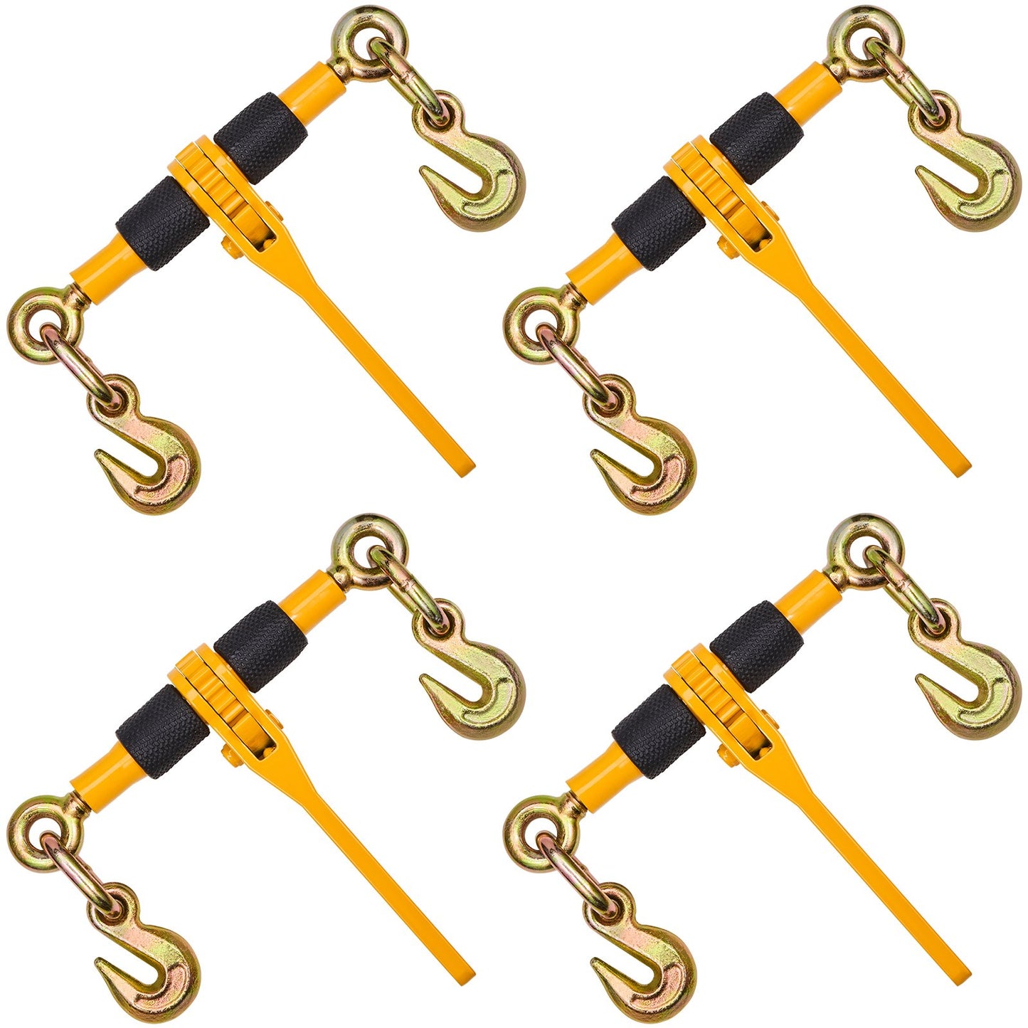 Ratchet Load Binder Chain Tie Down Strap 2600 lbs Heavy Duty 4 Pack - Yellow