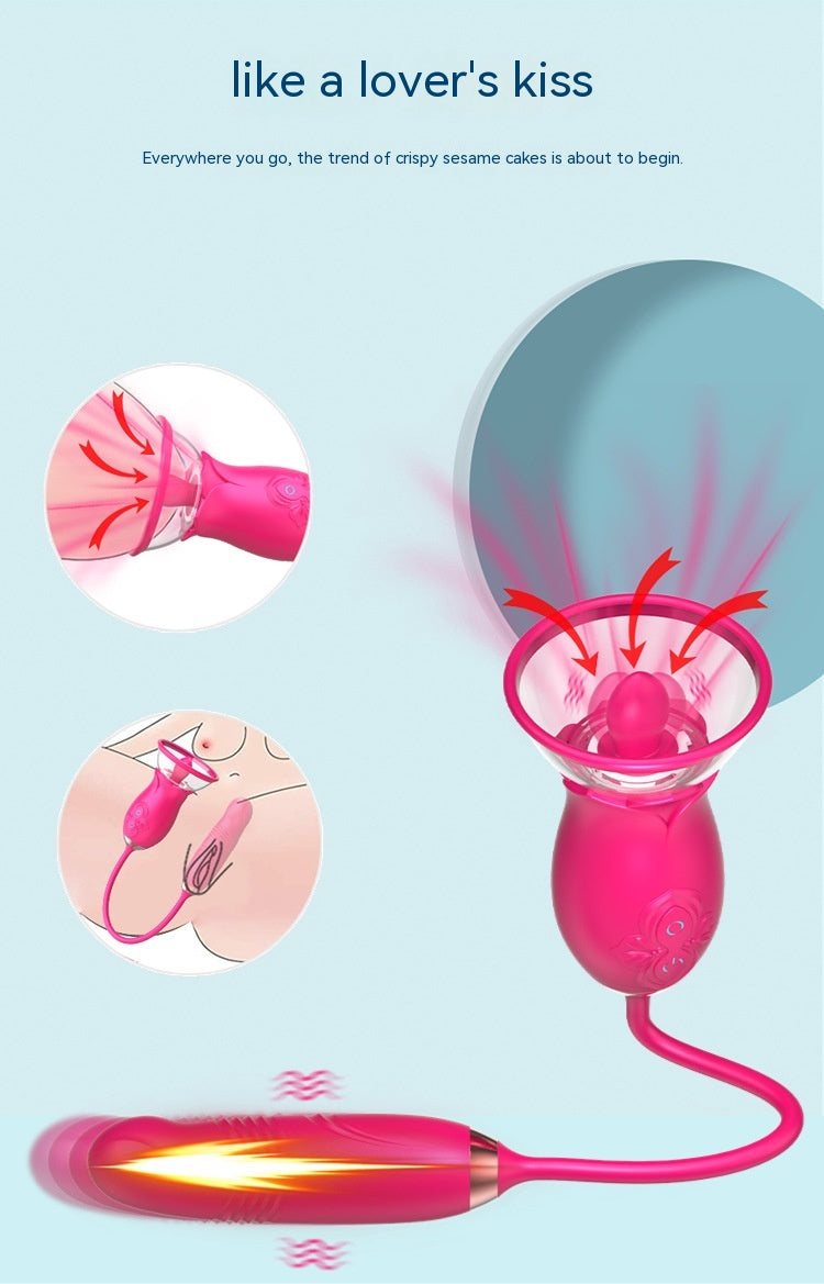 Double-Headed Sucking Tongue Licking Vibrator Device - Electric Silicone Adult Wellness