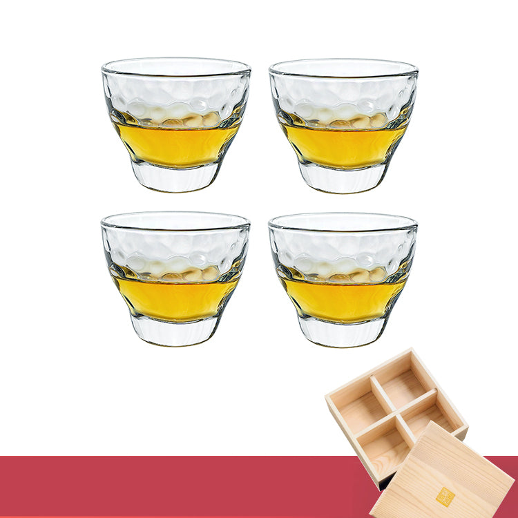 Hammer Pattern Small Wine Cup Set - Japanese Tea Drinkware with Wooden Box