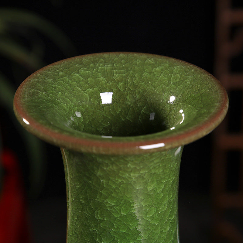 Flower Arrangement in Ceramic Vase – Handmade Green Porcelain Home Decor