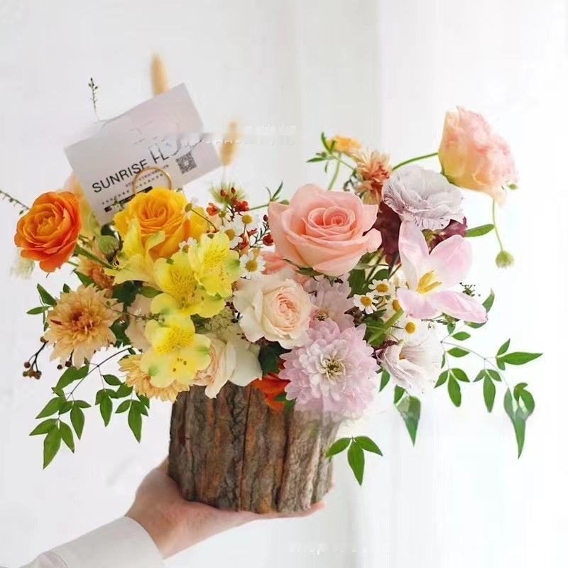 Bark Floral Flower Arranging Bucket for Home & Garden Storage
