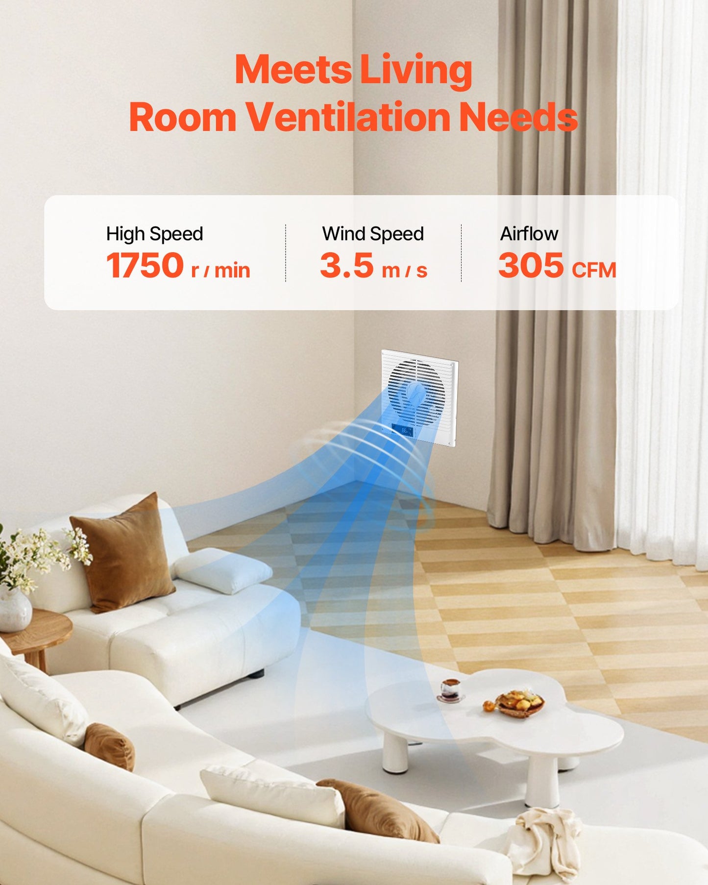 7.5-Inch Wall Vent Fan with Remote Control, 10-Speed Airflow, Quiet Ventilation for Home & Workshop