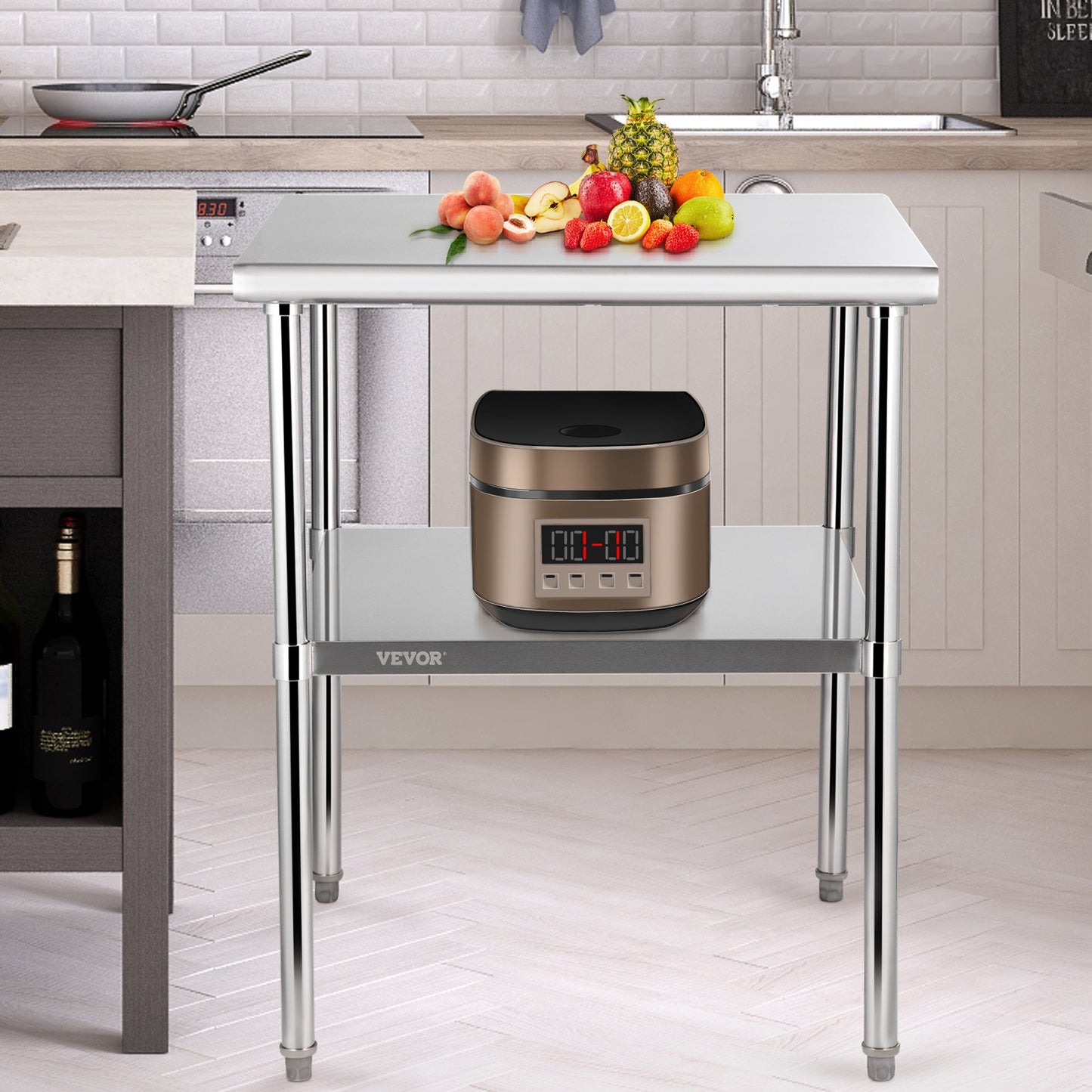 Heavy-Duty Stainless Steel Prep Table - 30x30x36 Inch with Adjustable Undershelf