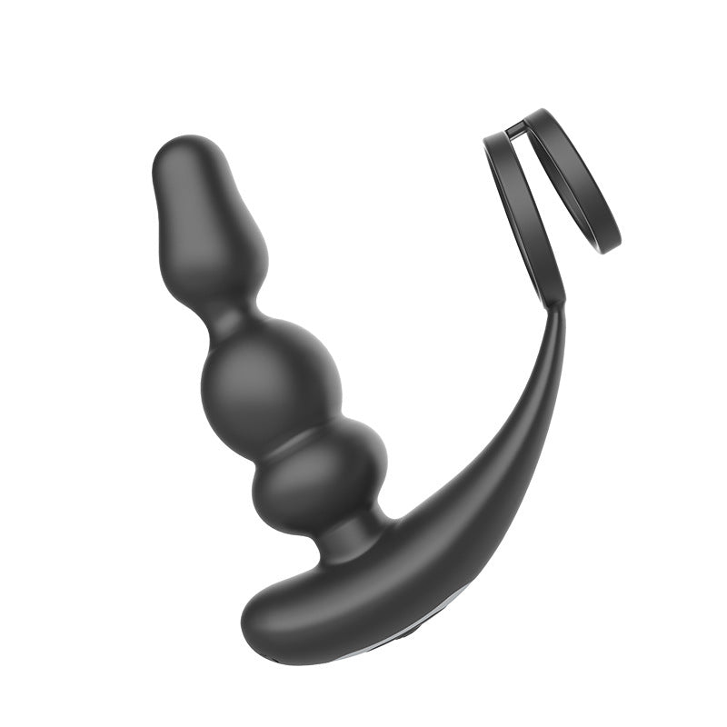 Wireless Remote Control Double Ring Rotating Prostate Massager - Black