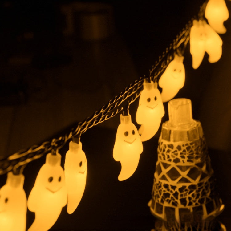 Solar-Powered Ghost String Lights for Halloween & Holiday Decor - 30 LEDs