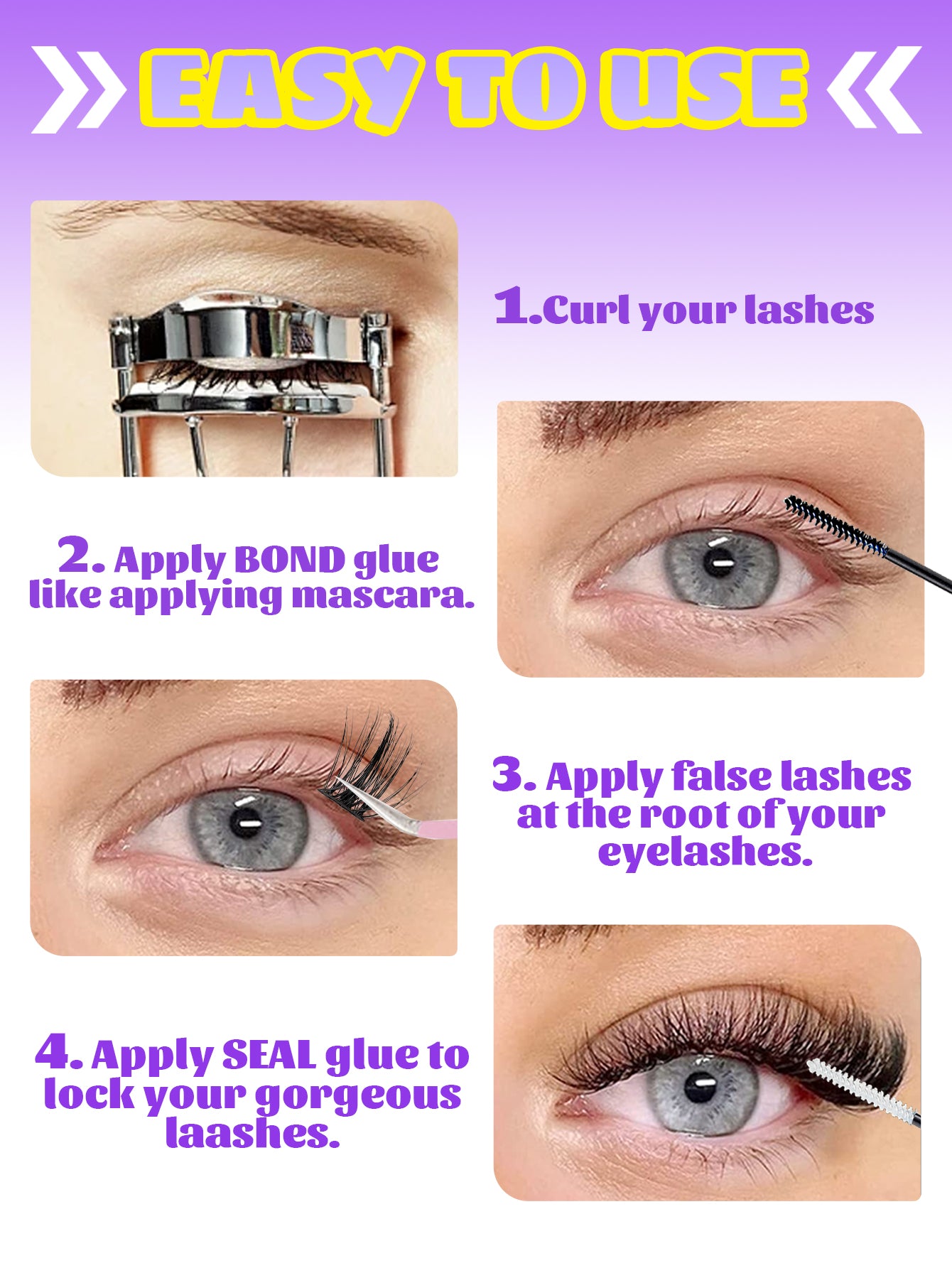 Hybrid False Eyelash Extension Set - Easy Application Eye Makeup