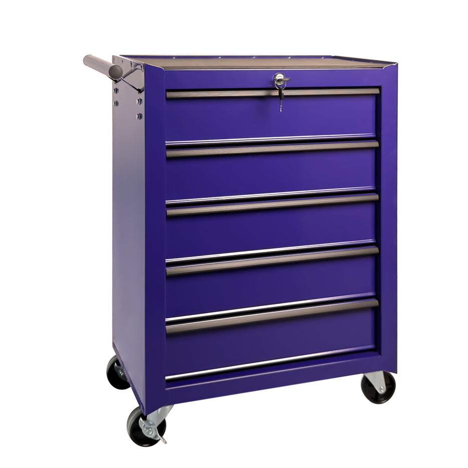Rolling Metal Tool Chest with 5 Drawers - Purple
