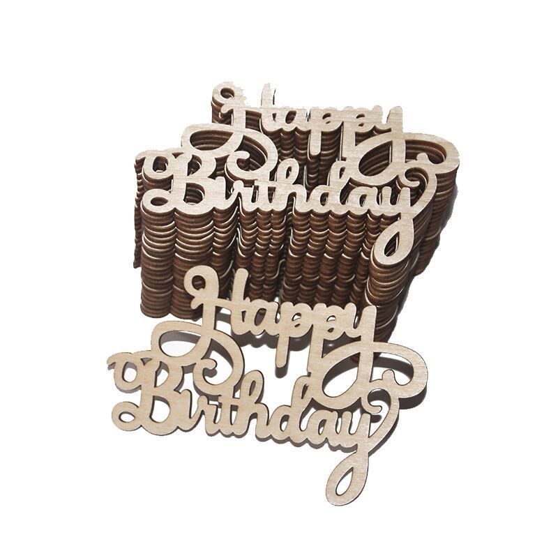 Wooden Happy Birthday Letters - 15pcs Carved Wooden Signage for Celebrations