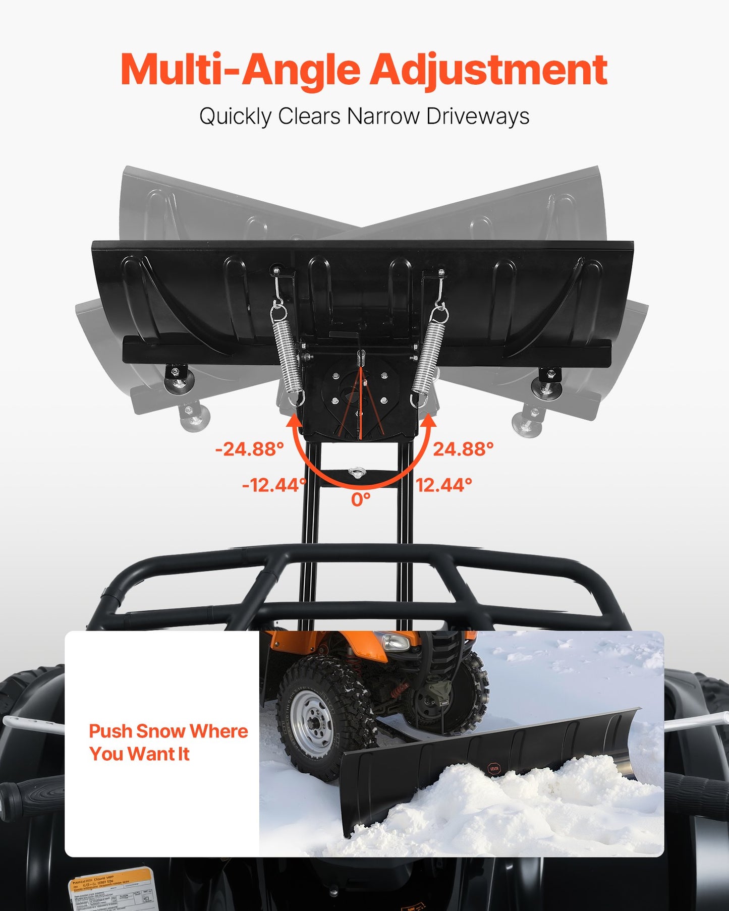 48-Inch Universal Snow Plow Blade Kit for ATV UTV Snow Removal Black