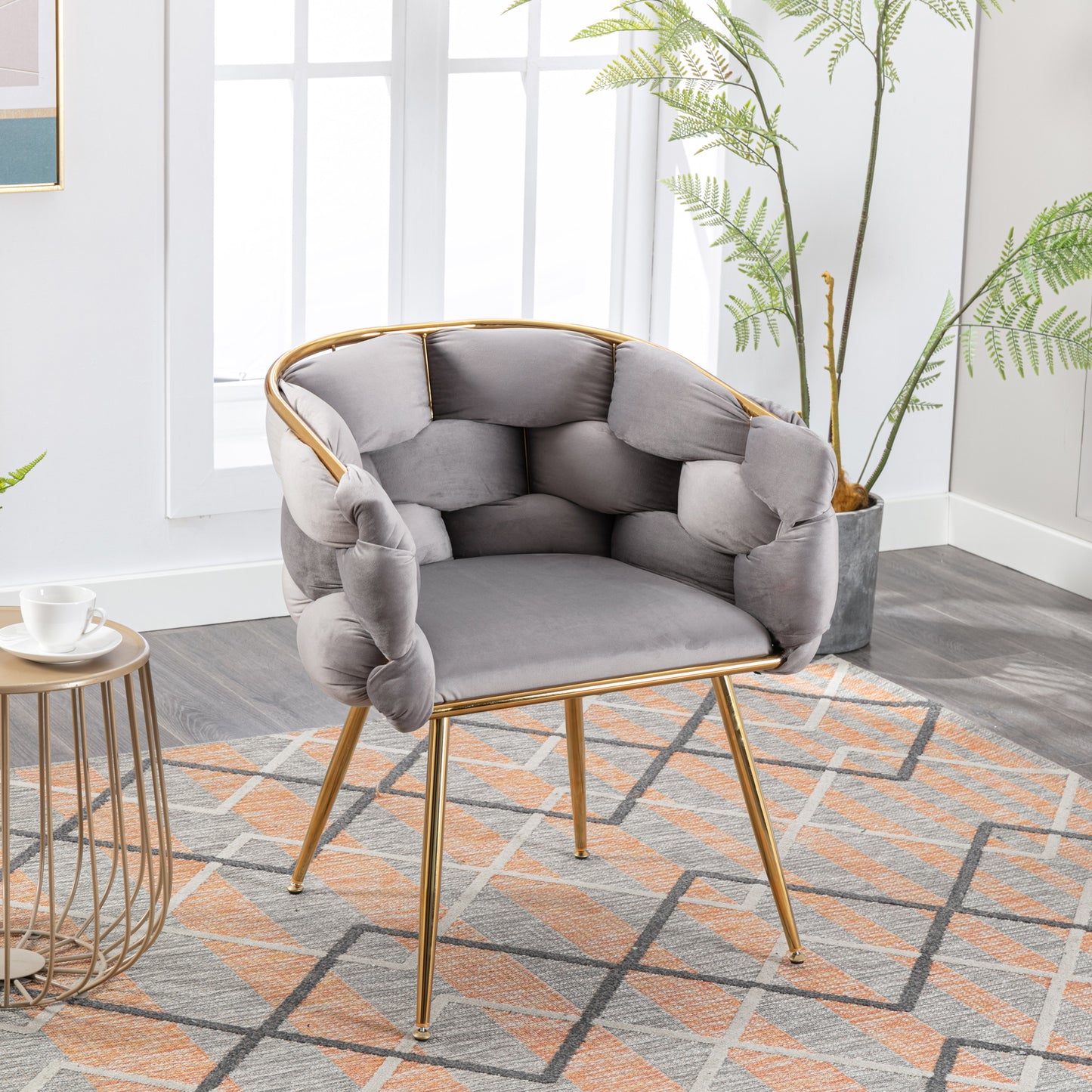 Velvet Accent Chair - Modern Gray Sofa Chair for Bedroom