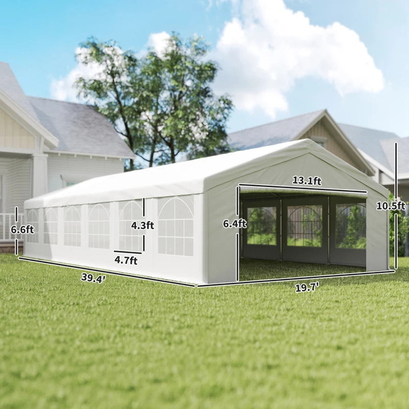 Heavy Duty 20x40 Ft Party Tent with Removable Sidewalls - White