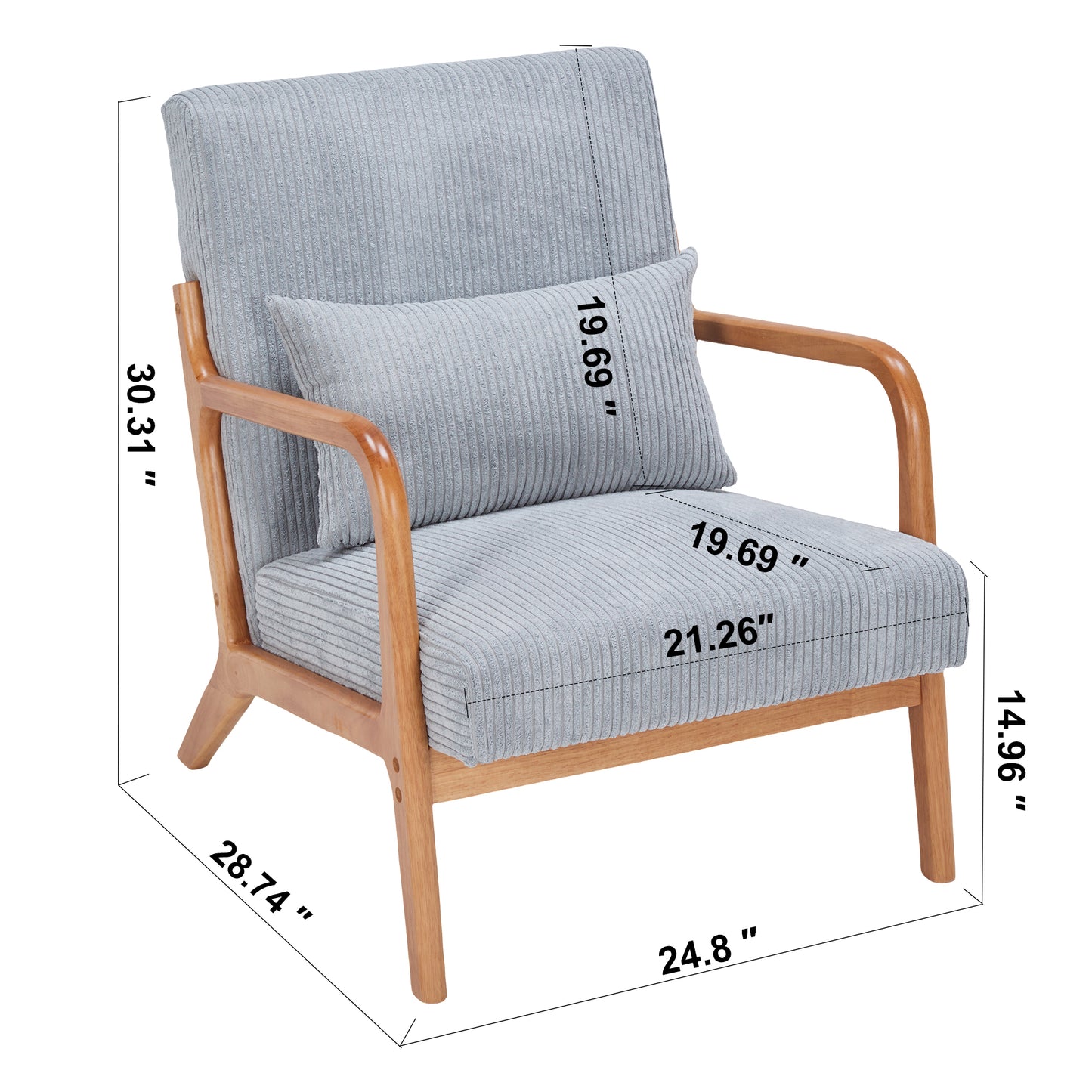 Mid-Century Modern Upholstered Accent Chair - Light Gray