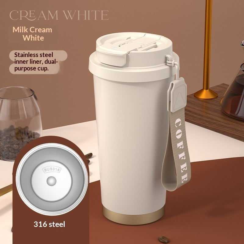 Large Capacity Thermal Insulation Cup with Straw - Stainless Steel Travel Mug