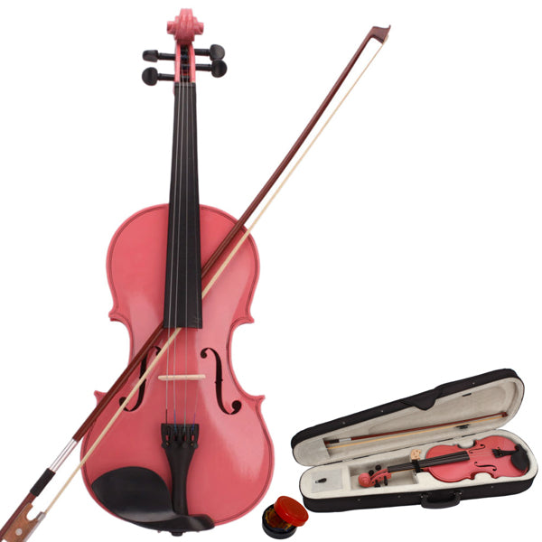 1/4 Size Pink Violin Set with Case, Bow & Rosin
