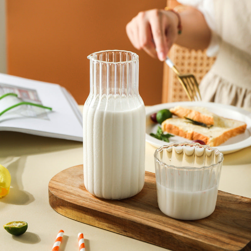 Glass Water Pitcher Set with Cups - Modern Household Drink Dispenser