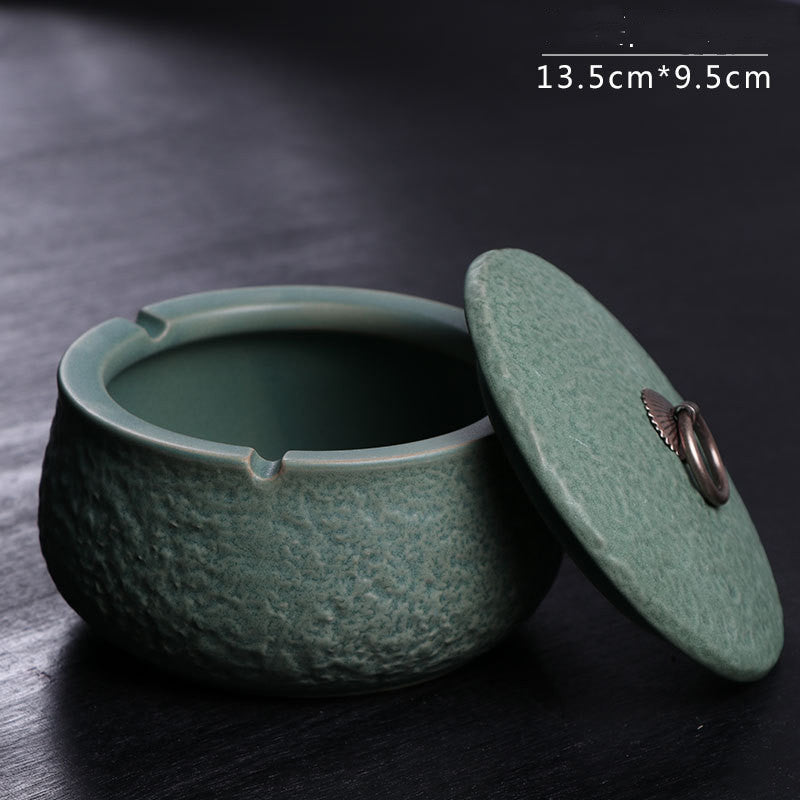 Ceramic Wind and Fly Ash Jar with Lid for Household Storage