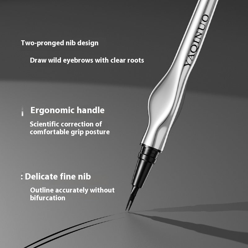 Waterproof Eyebrow Pencil with Dual-Fork Tip - Sweat-proof, Long-lasting Makeup Tool