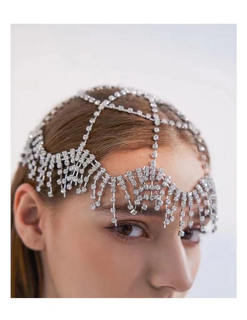 Rhinestone Tassel Hair Band - Heart Shape Headwear