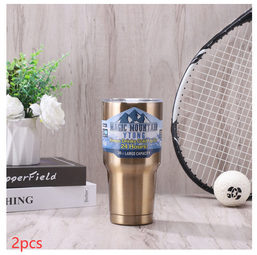 Large Capacity Stainless Steel Travel Insulated Car Mug with Straw & Brush