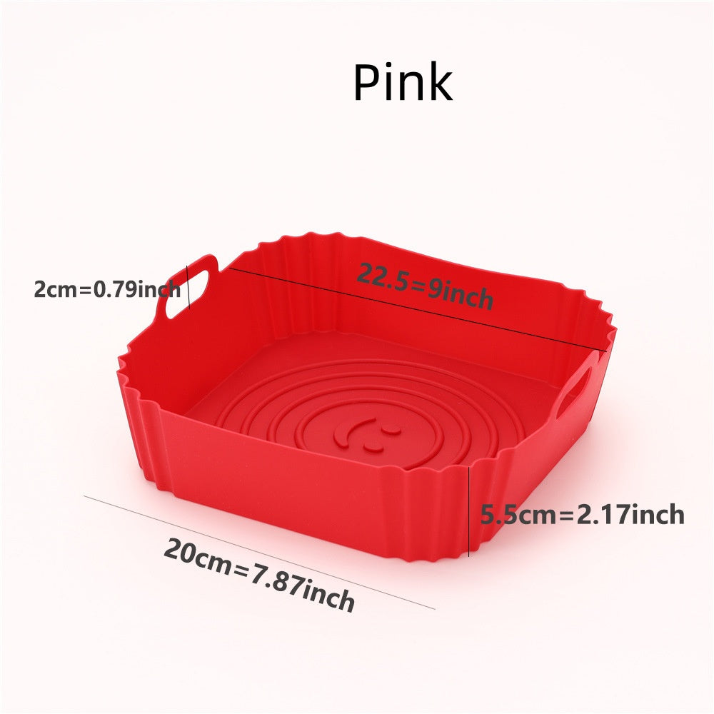 High Temp Silicone Air Fryer Tray - Square Kitchen Baking Mold, Multiple Colors