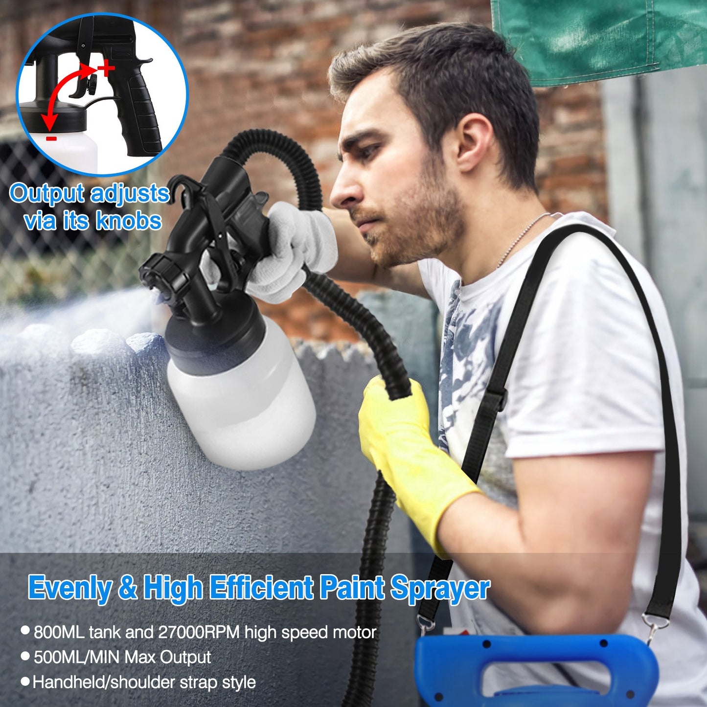 800ML Paint Sprayer with HVLP System for Interior and Exterior Painting