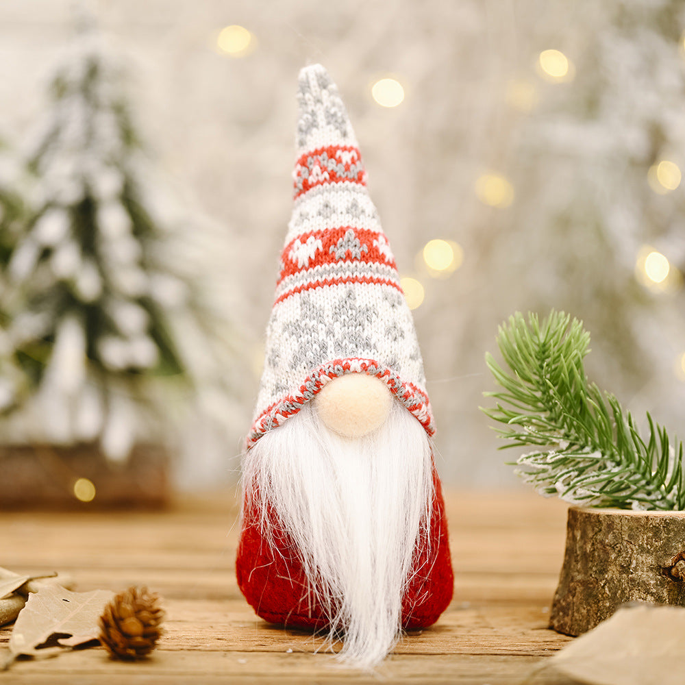 Christmas Forest Elderly Doll Ornament - Holiday Decorative Figurine