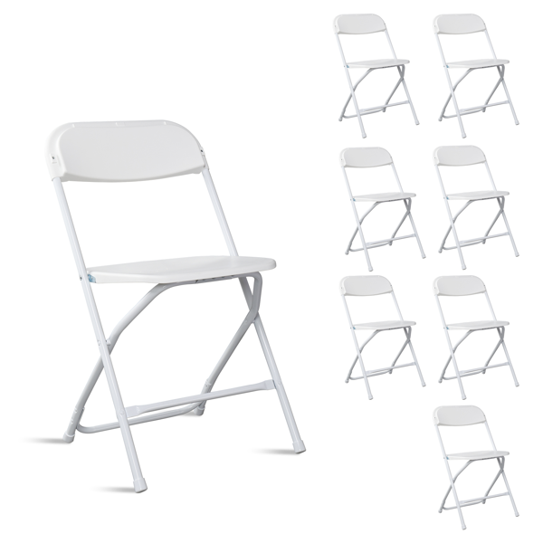 6-Pack White Plastic Folding Chairs - Sturdy & Lightweight