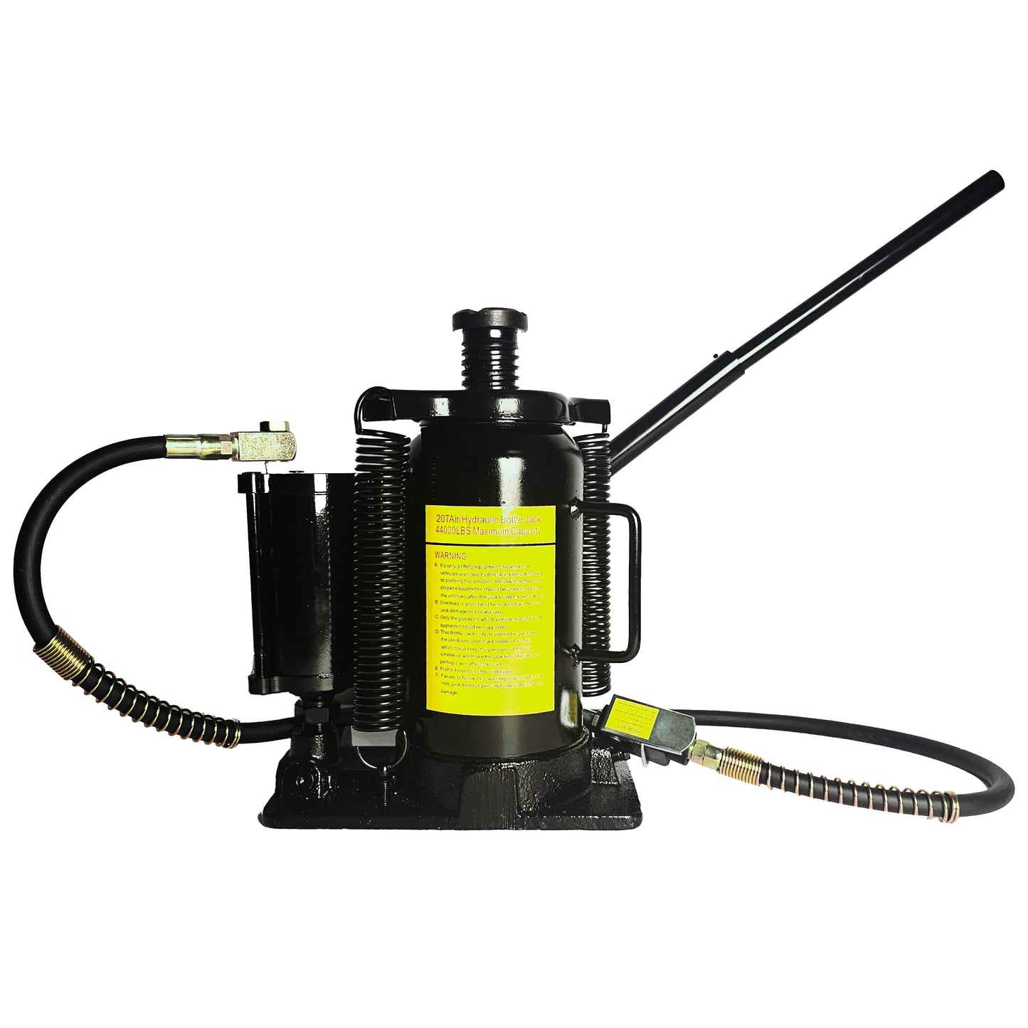 20 Ton Air Hydraulic Bottle Jack with Adjustable Height & Air Pump - Heavy Duty Steel
