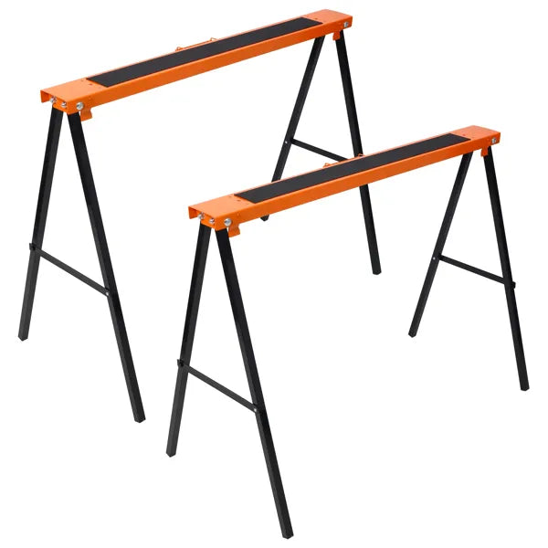 Heavy Duty Folding Portable Saw Horses - 2 Pack, Orange & Black
