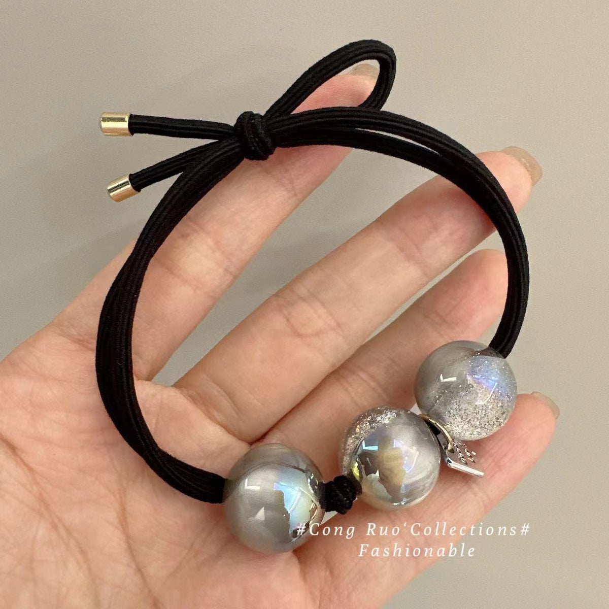 Rubber Band Hair Ties with Beads – Multiple Styles