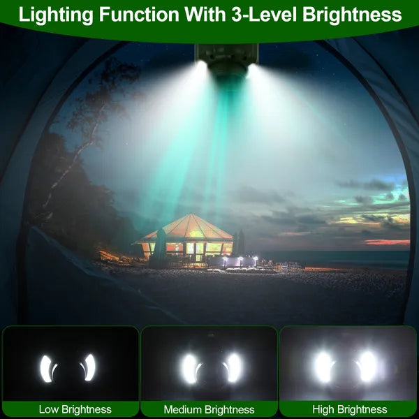 Portable Ceiling LED Fan with Power Bank & Remote Control - Smart Camping Light