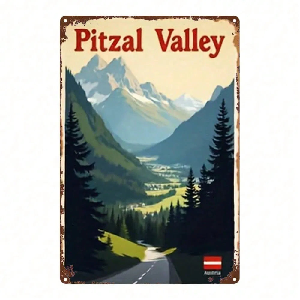 Austrian Pitz Valley Metal Sign - 8x12 Inch Wall Art