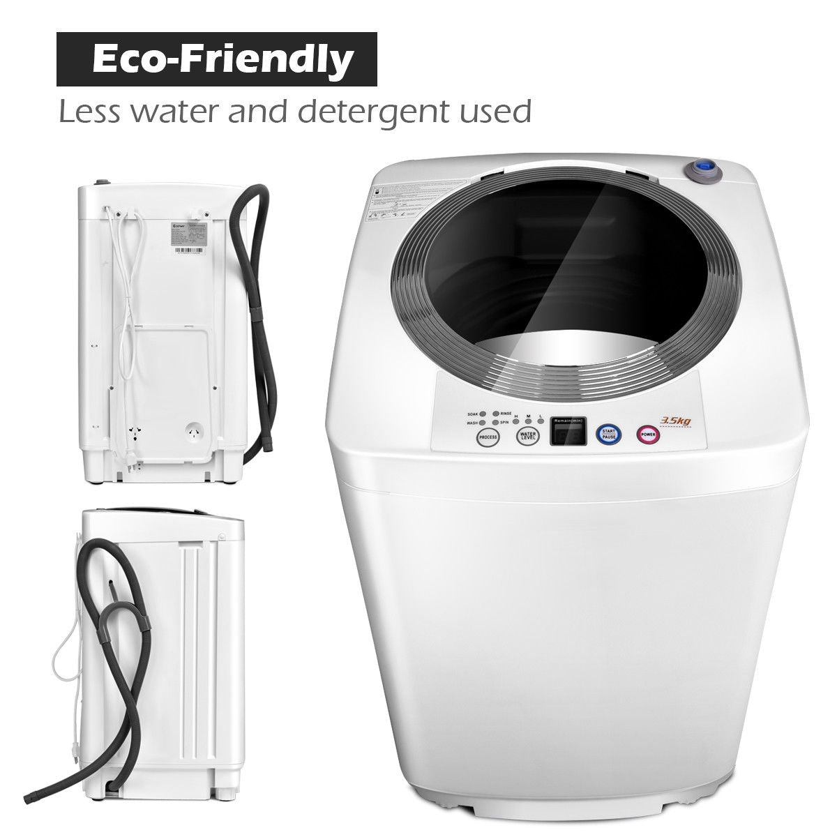 Portable Automatic Laundry Washing Machine - 7.7 lbs Capacity